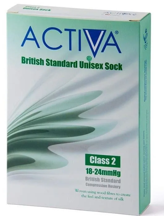 Activa Class 2 Unisex Ribbed Support Socks 18-24 mmHg Black Large