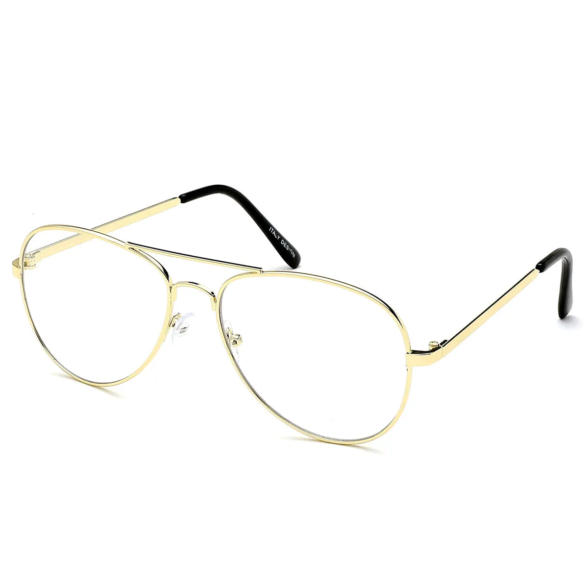 Aviator Sunglasses Classic - Non-Polarized - Gold Frame - Clear