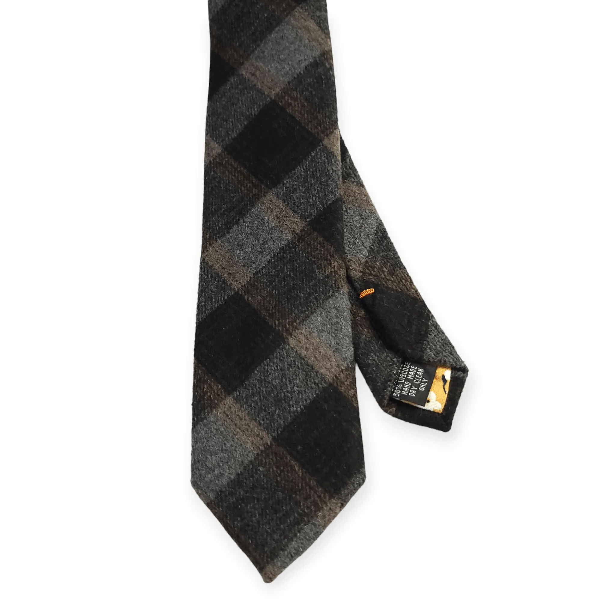 Black Gray Wool Plaid Tie