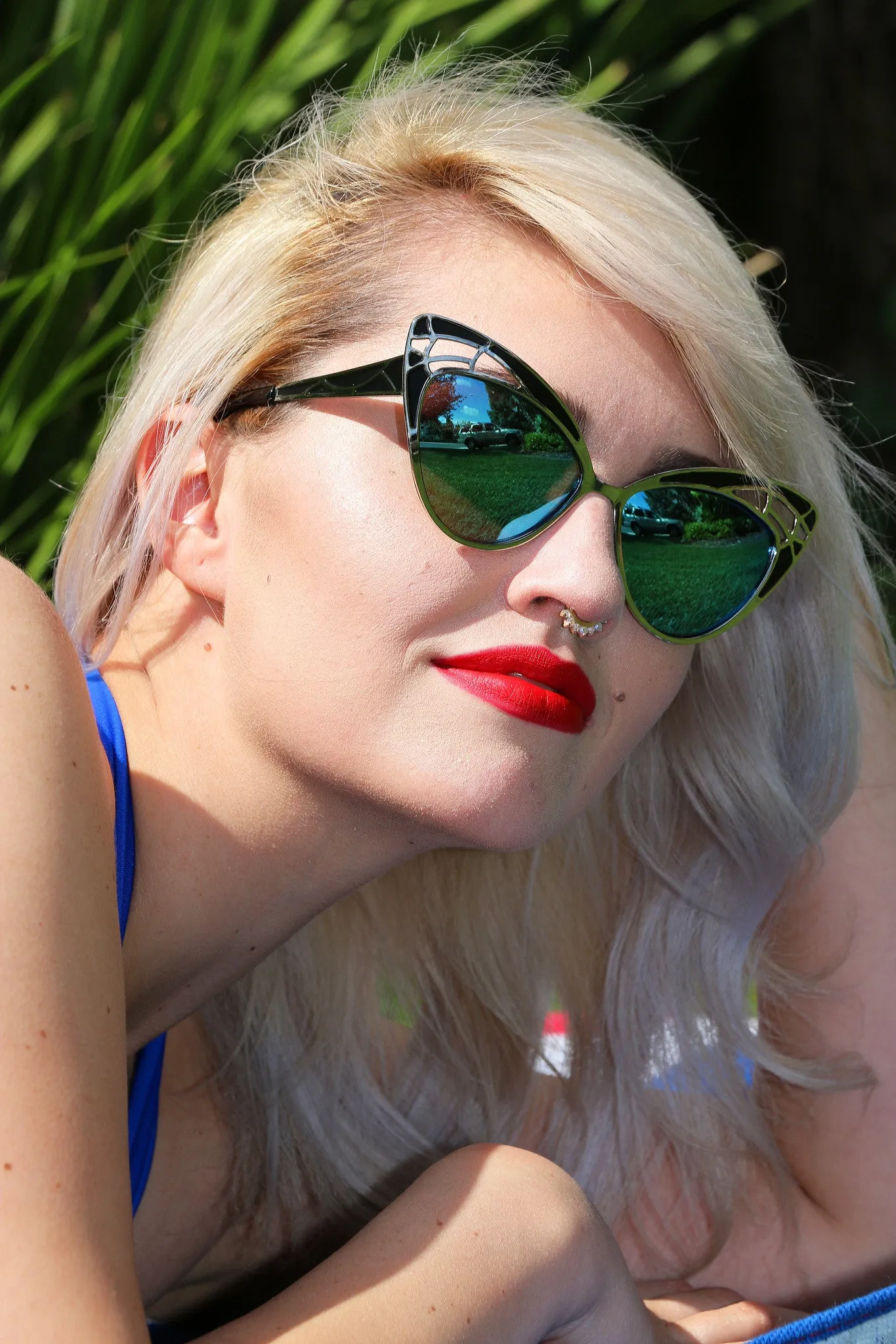 Butterfly Sunnies in Silver and Blue