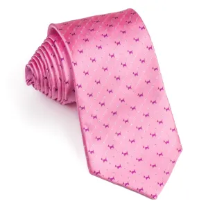 Christian Stephanus Silk Neck Tie Scotty Dogs On Pink 3 1/4 Inch