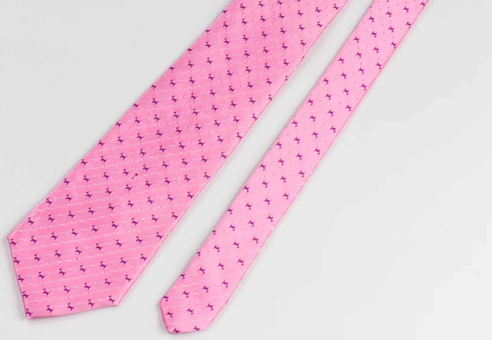 Christian Stephanus Silk Neck Tie Scotty Dogs On Pink 3 1/4 Inch