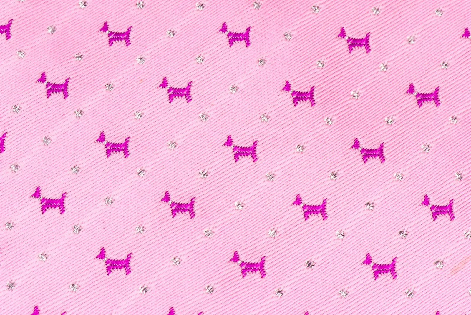 Christian Stephanus Silk Neck Tie Scotty Dogs On Pink 3 1/4 Inch