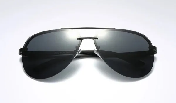 Classy Men Rimless Black Aviator Sunglasses