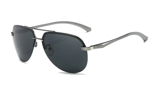 Classy Men Rimless Black Aviator Sunglasses
