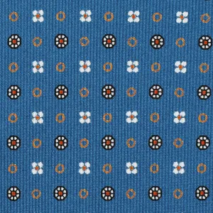 Floral Printed Silk Bespoke Tie - Air Force Blue