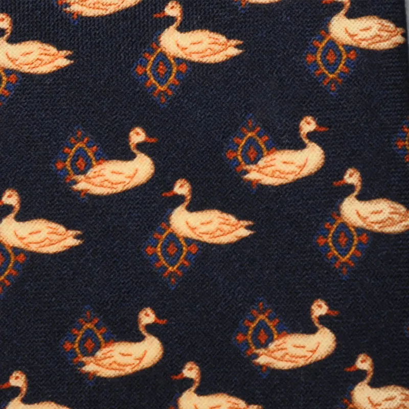 F.Marino Handmade Wool Tie 3-Fold Navy Duck