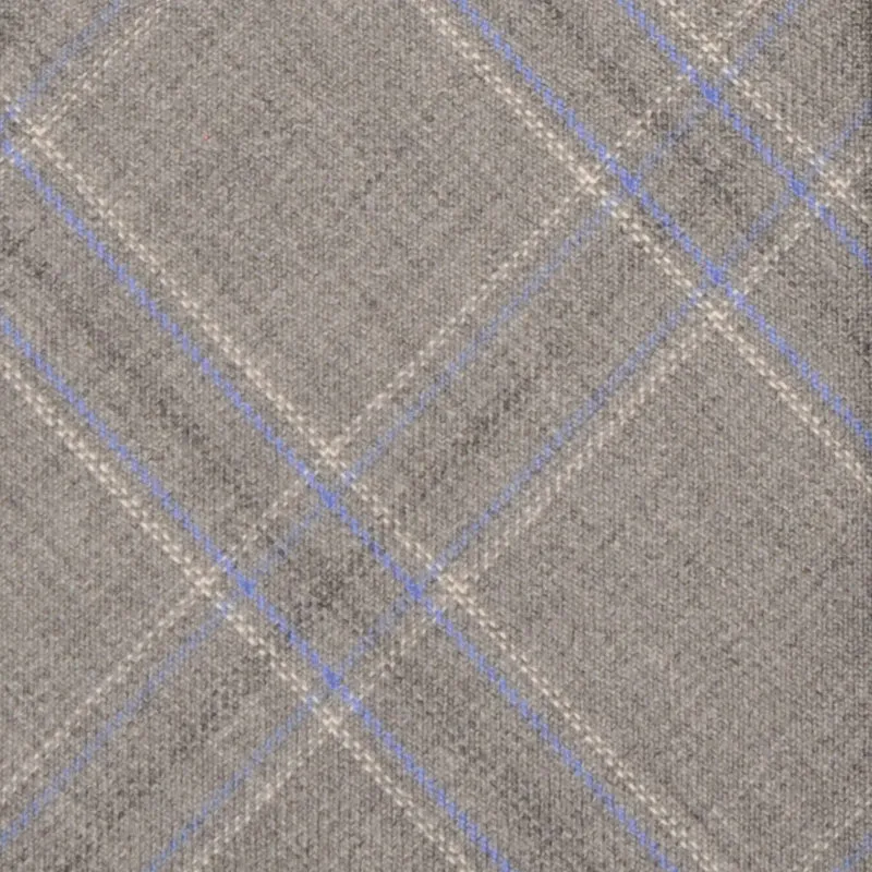 F.Marino Handmade Wool Tie 3 Folds Prince of Wales Cloud Grey