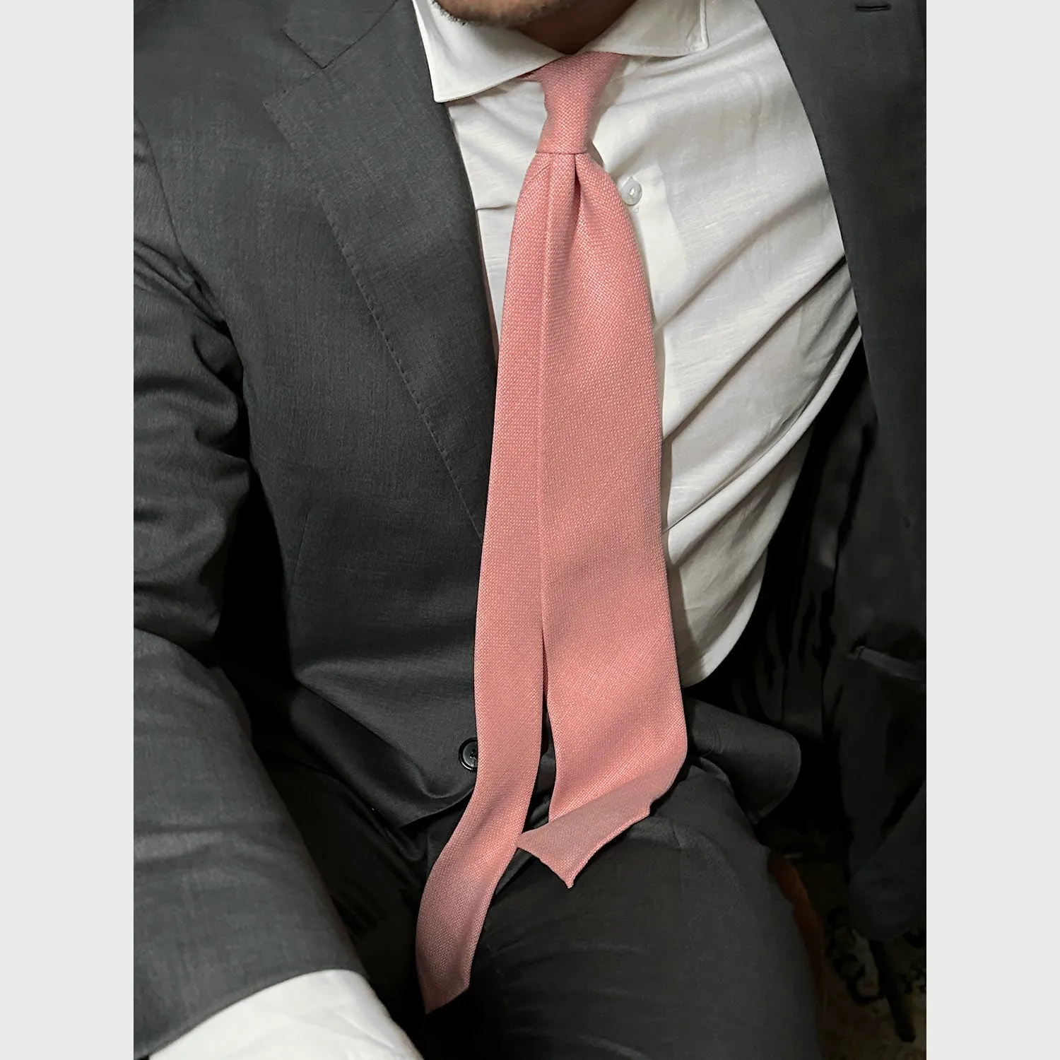 F.Marino Wool Tie 3 Folds Pink