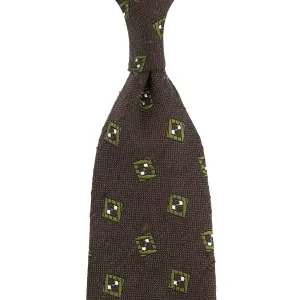 Geometrical Soft Shantung Silk Tie - Brown - Hand-Rolled