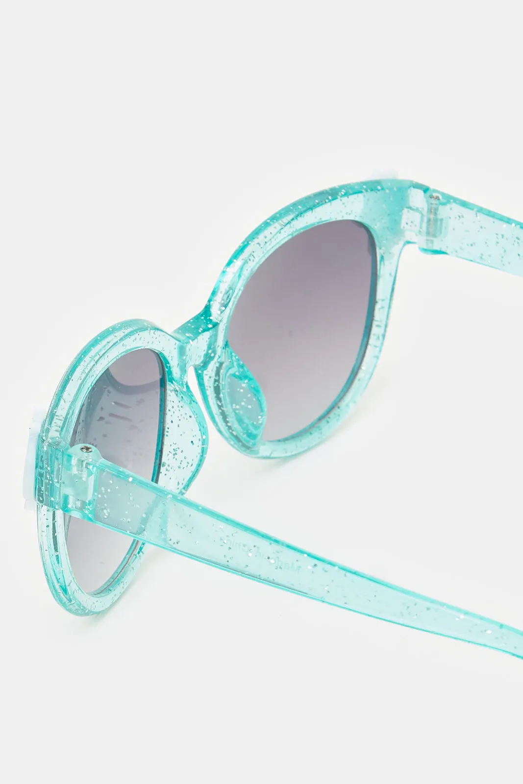 Girls Blue Wayfarer Unicorn Embellished Sunglasses