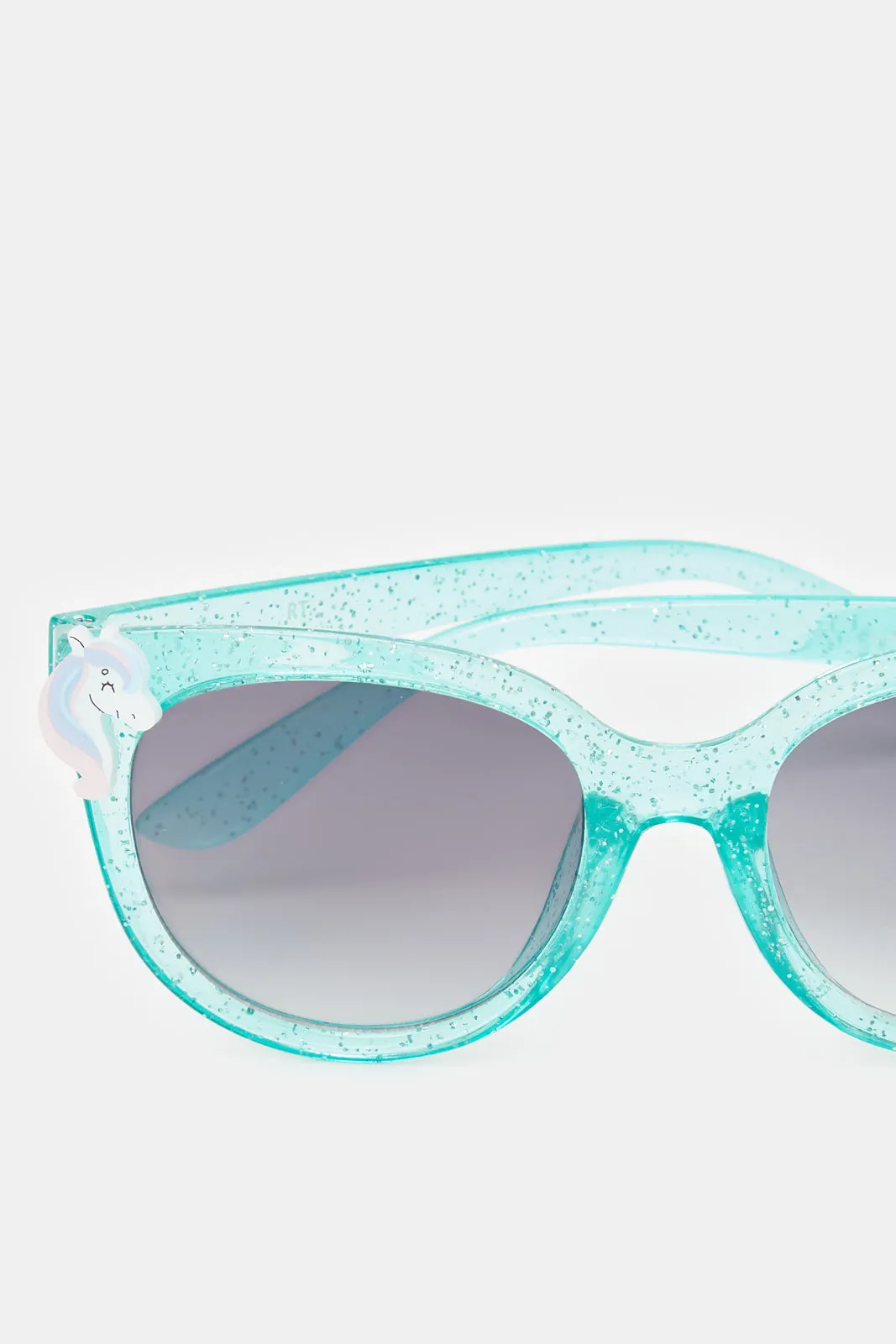 Girls Blue Wayfarer Unicorn Embellished Sunglasses