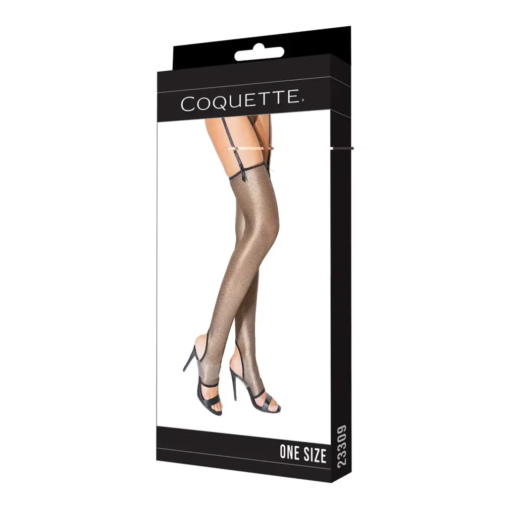 'holiday Metallic Fishnet Toeless Stockings Black/gold O/s