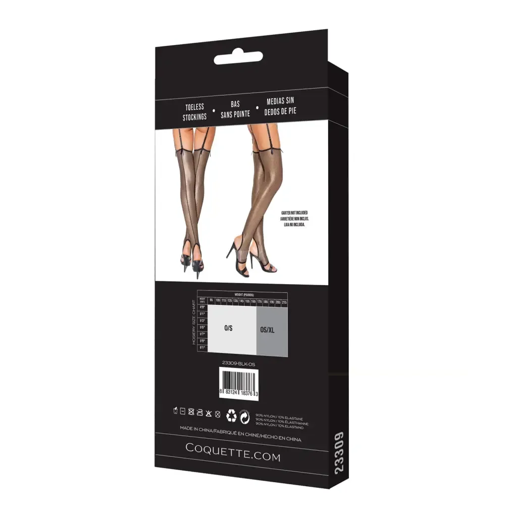 'holiday Metallic Fishnet Toeless Stockings Black/gold O/s