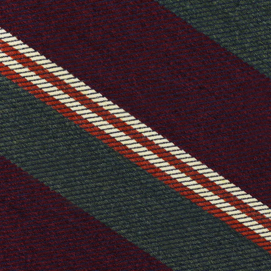 Japanese Striped Wool Tie - Burgundy / Olive