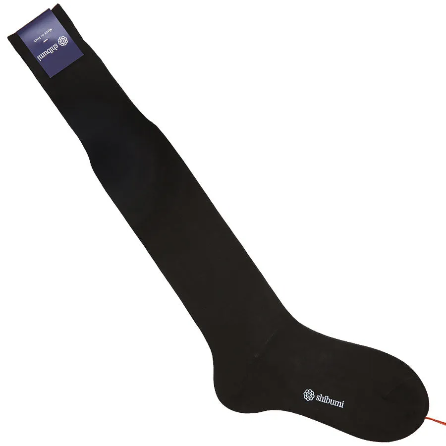 Knee Socks - Plain - Espresso - Cotton / Silk