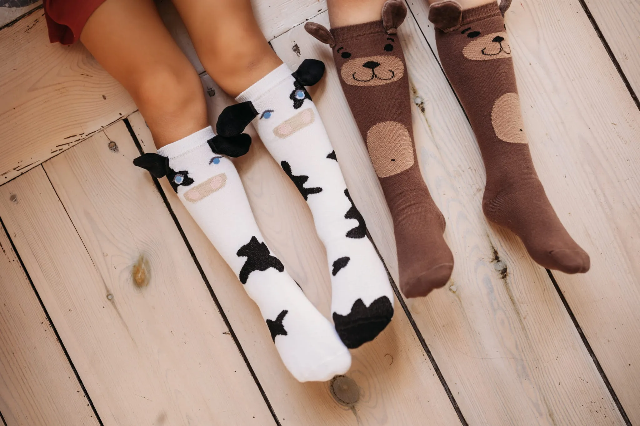 Mama's Feet Children's Knee-High Animal Socks with ears - Bear