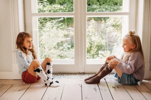 Mama's Feet Children's Knee-High Animal Socks with ears - Cow