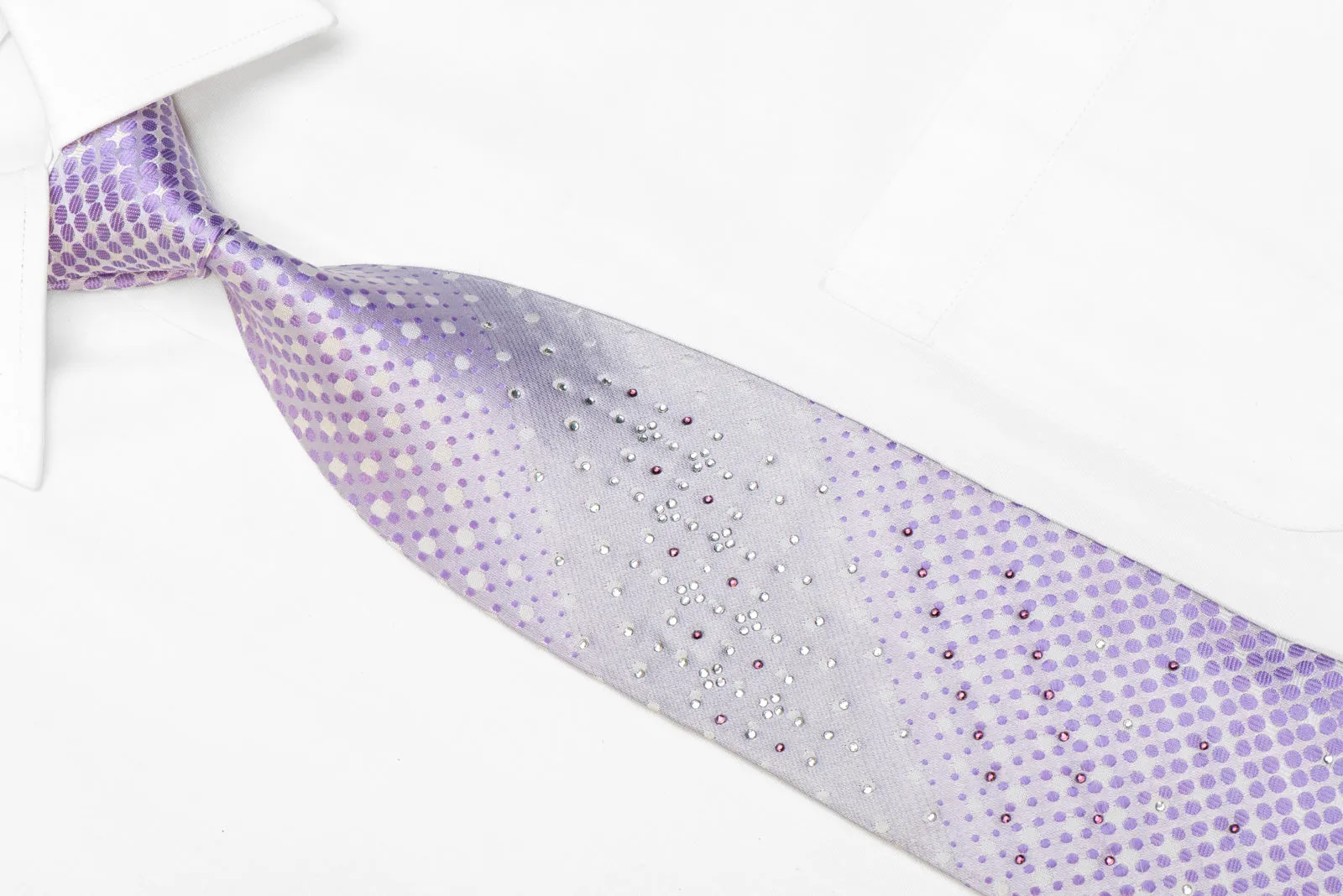 Men's Tie Purple Dots On Mauve With Rhinestones