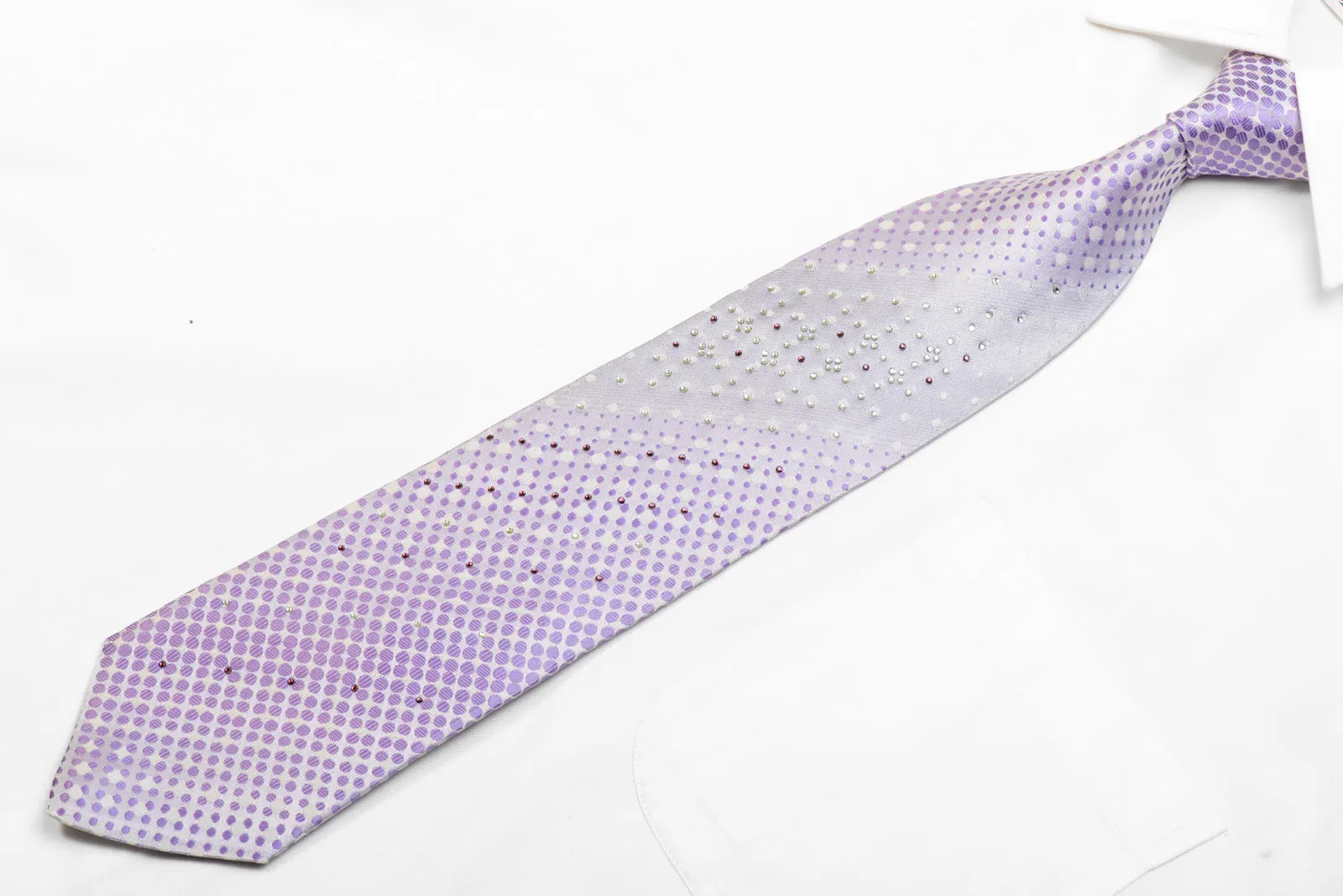 Men's Tie Purple Dots On Mauve With Rhinestones