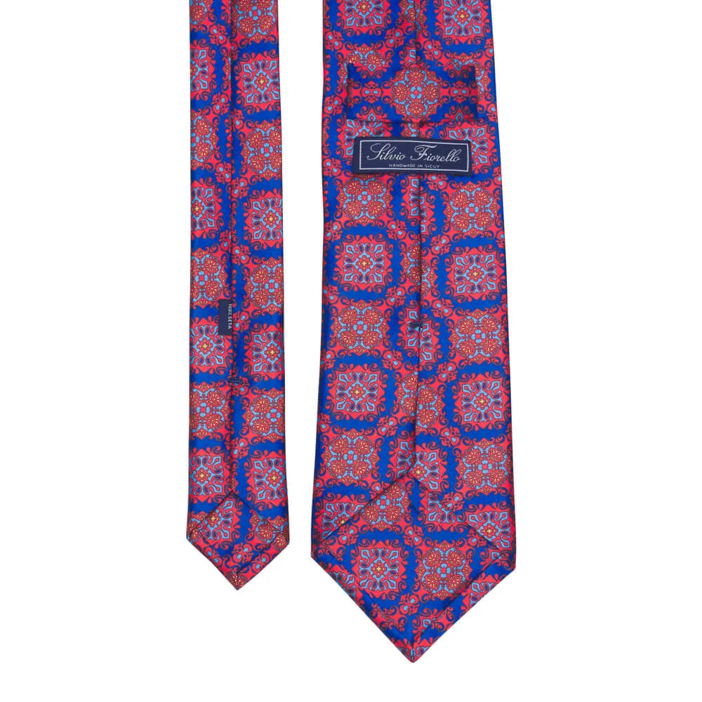 Michelangelo Masterpiece Red and Blue Duchesse Silk Tie