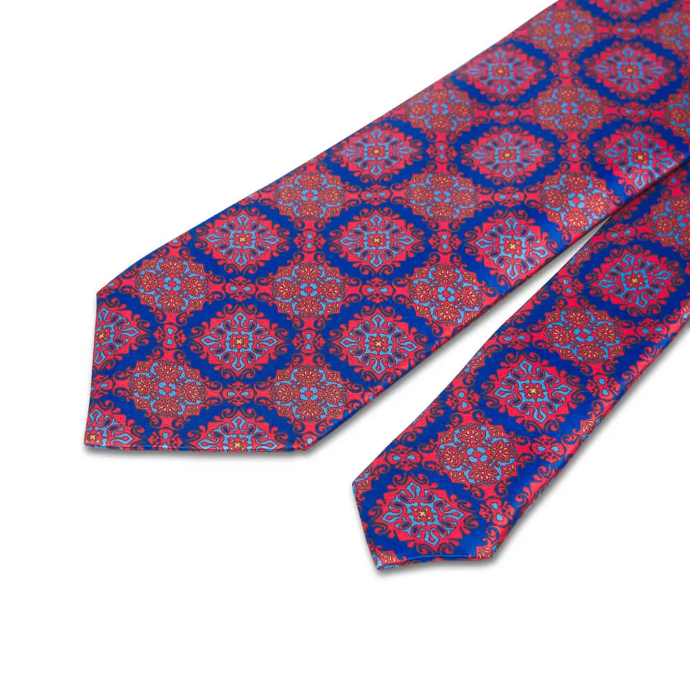Michelangelo Masterpiece Red and Blue Duchesse Silk Tie