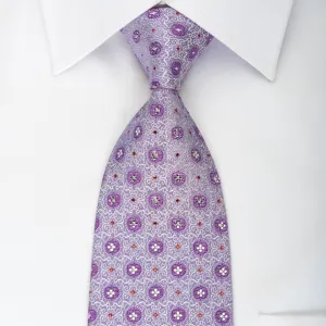 Mila Schon Silk Rhinestone Tie Silver Cartouche On Mauve With Silver Sparkles