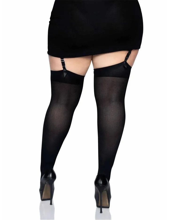 Opaque Thigh-High Stockings, Black