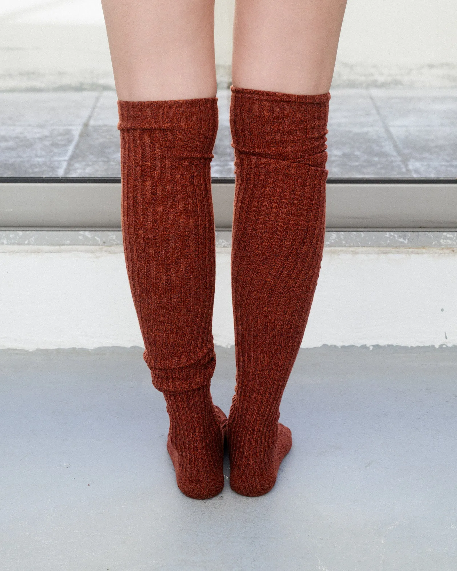 Overknee Socks - Organic Cotton - Angle Burgundy / Rust