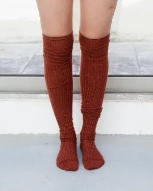 Overknee Socks - Organic Cotton - Angle Burgundy / Rust