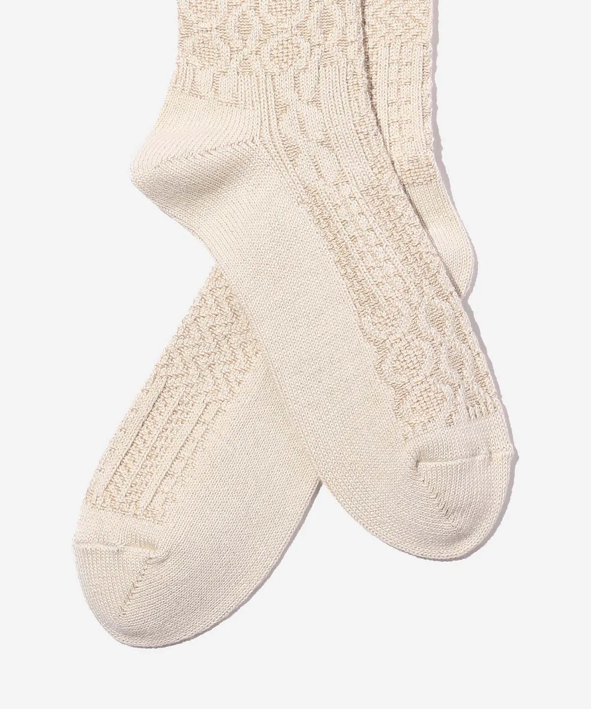 Patchwork-Like Socks - Ivory