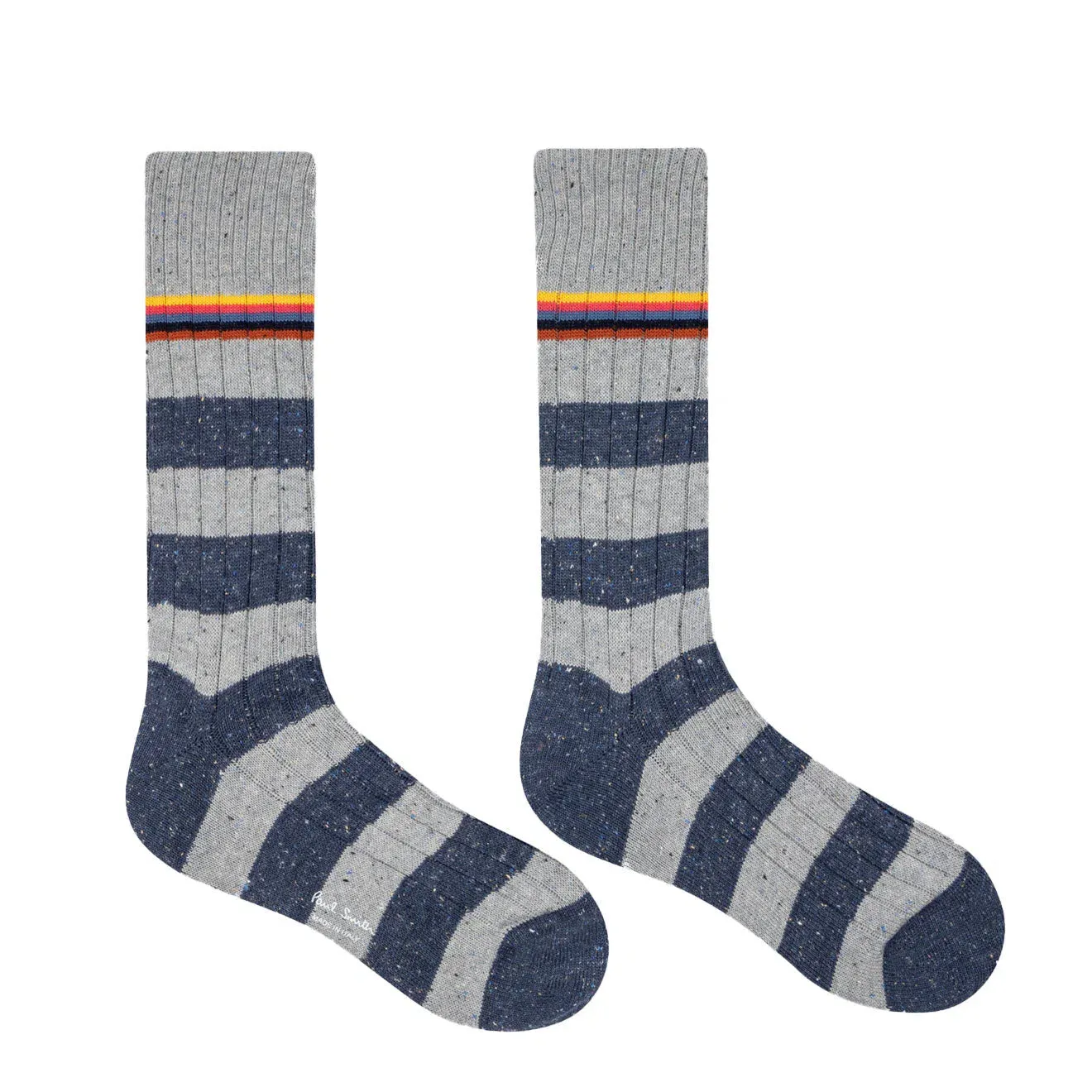 PAUL SMITH Fleck Stripped Ribbed Socks - Grey