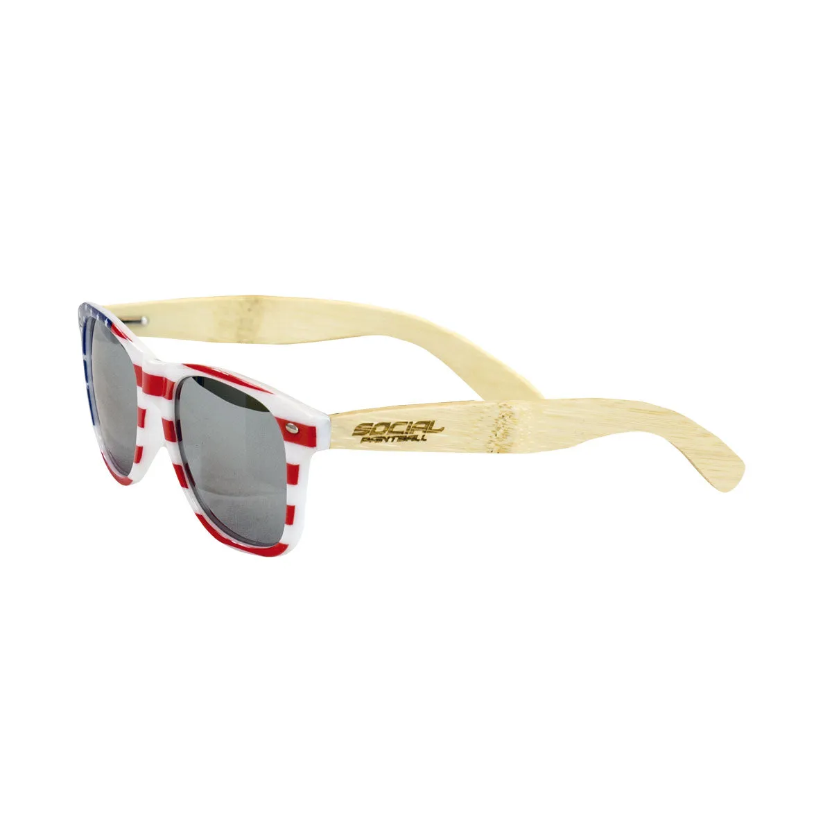 Social Paintball Sunglasses - USA Wood with Smoke Chrome Lens