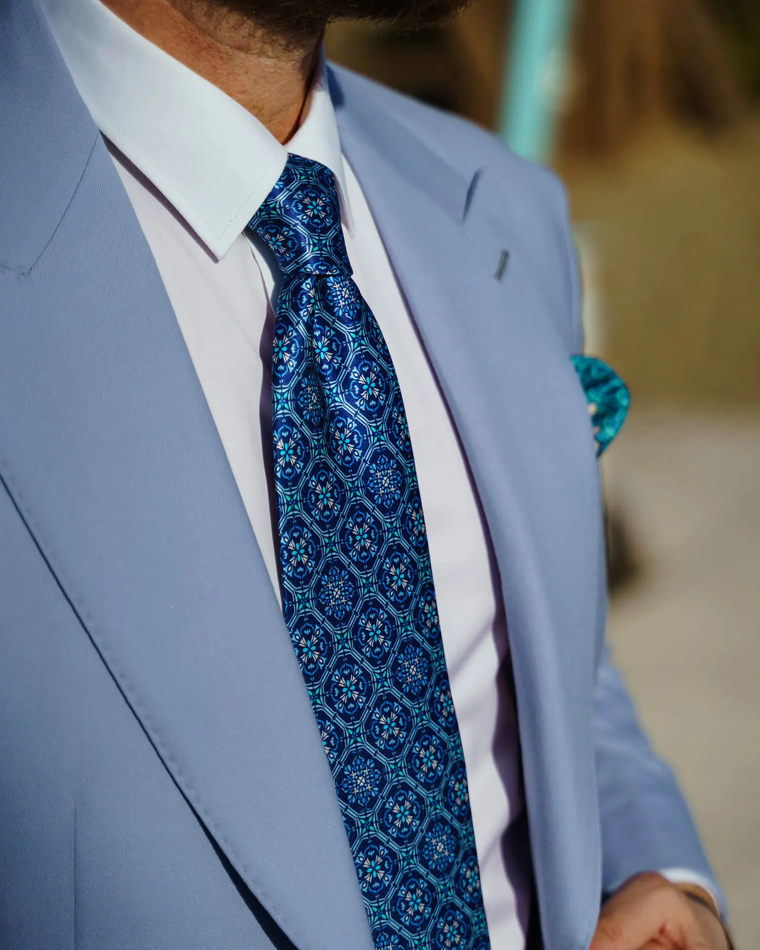 The Corso Umberto Blue Duchesse Silk Tie