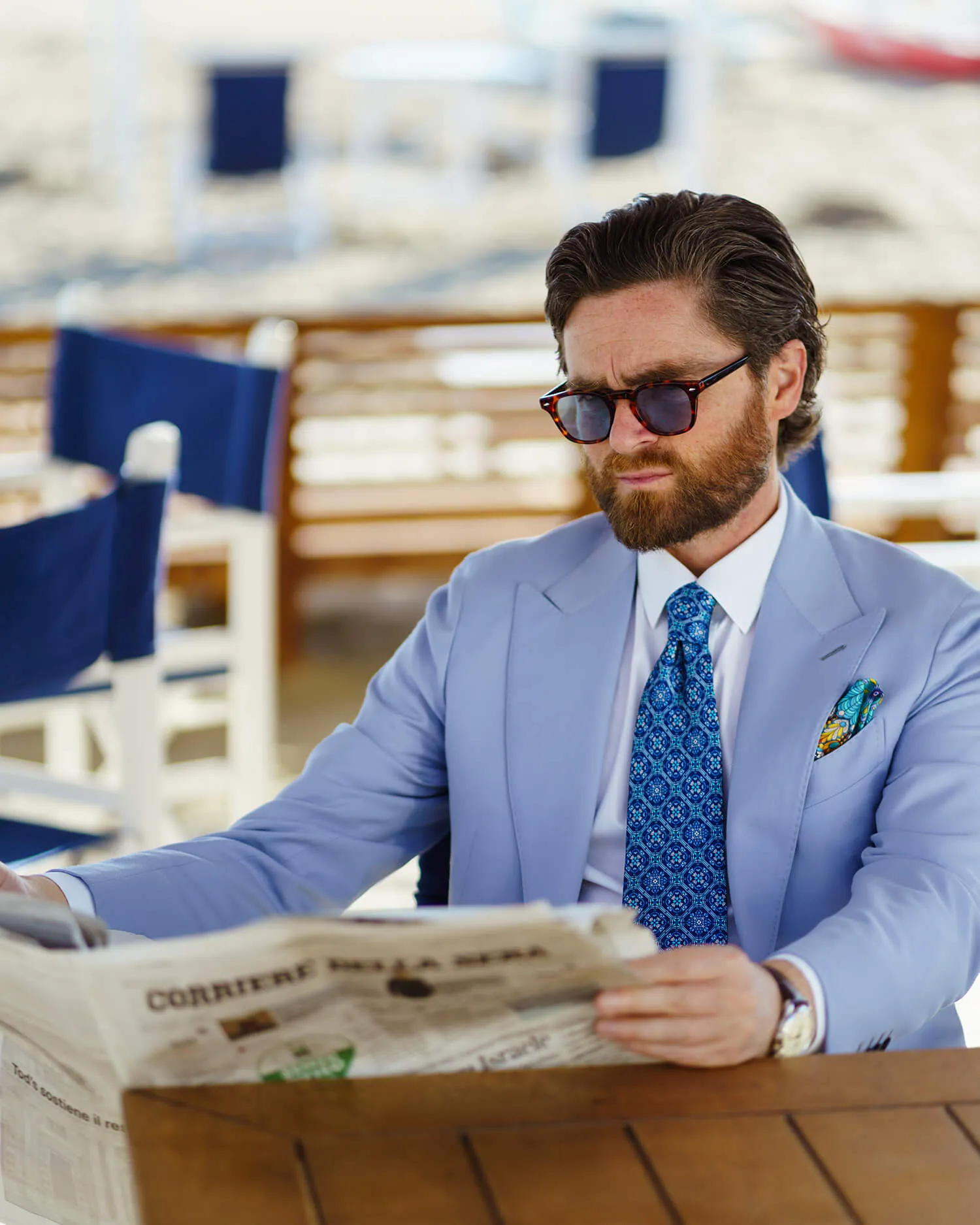The Corso Umberto Blue Duchesse Silk Tie