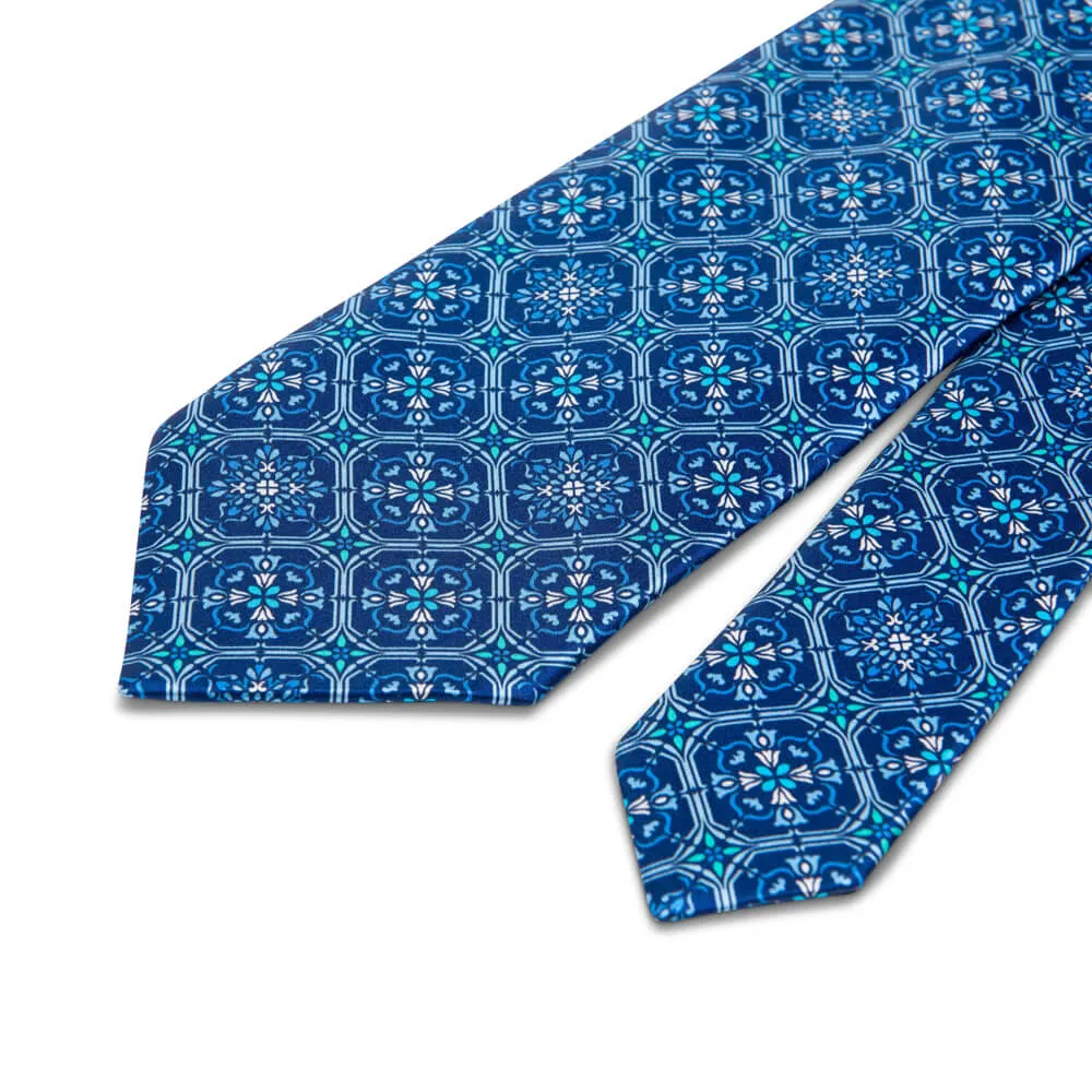 The Corso Umberto Blue Duchesse Silk Tie