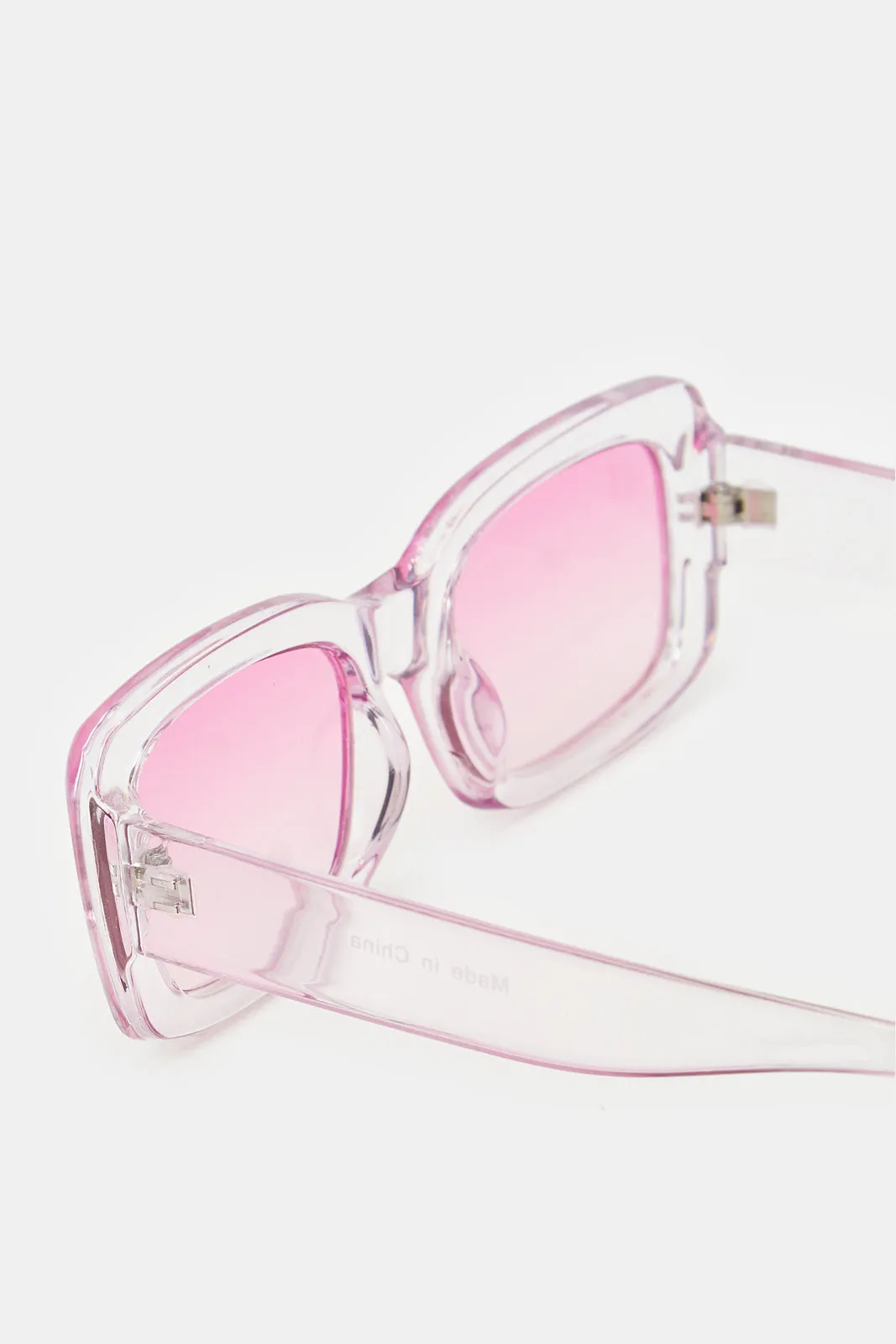 Women Pink Oversize Wayfarer Sunglasses